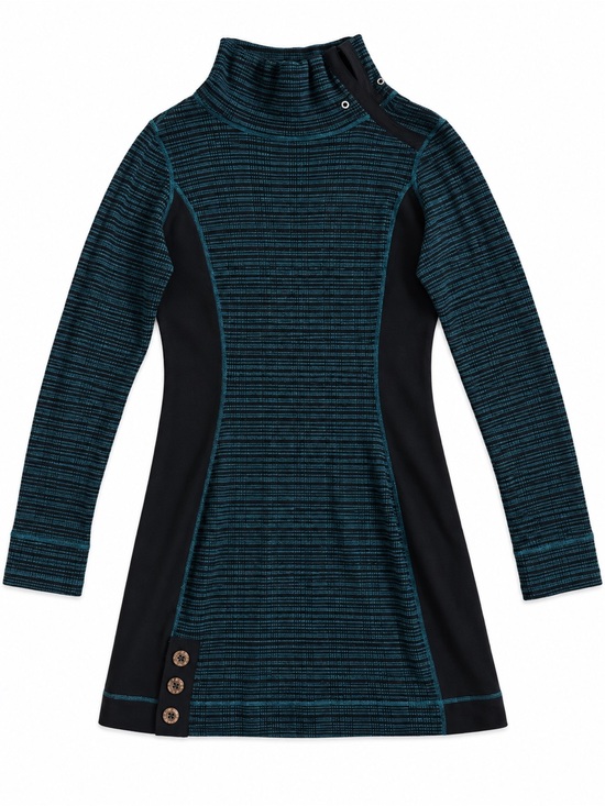 Prana Dresses & Skirts - prAna Kelland Teal Black Striped Colorblock Sweater Dress Medium